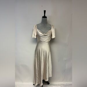Dress Midi Romantic Glam Pinup Feminine Elegant Party Wedding Prom SZ M